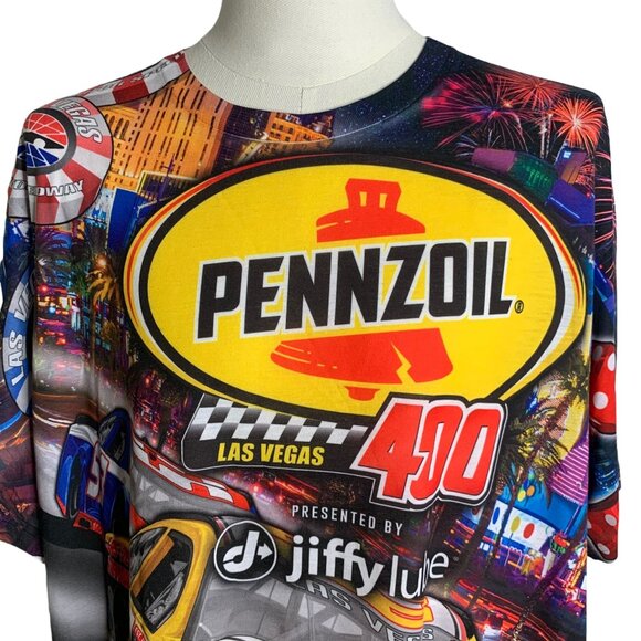 Pennzoil 400 Las Vegas 2019 T Shirt 2XL All Over Print AOP Crewneck Short Sleeve - Picture 2 of 6
